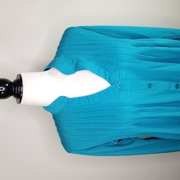 Papa Vancouver Women's Blouse Loose Fit Button Down Flowing  Blue - Picture 2 of 8